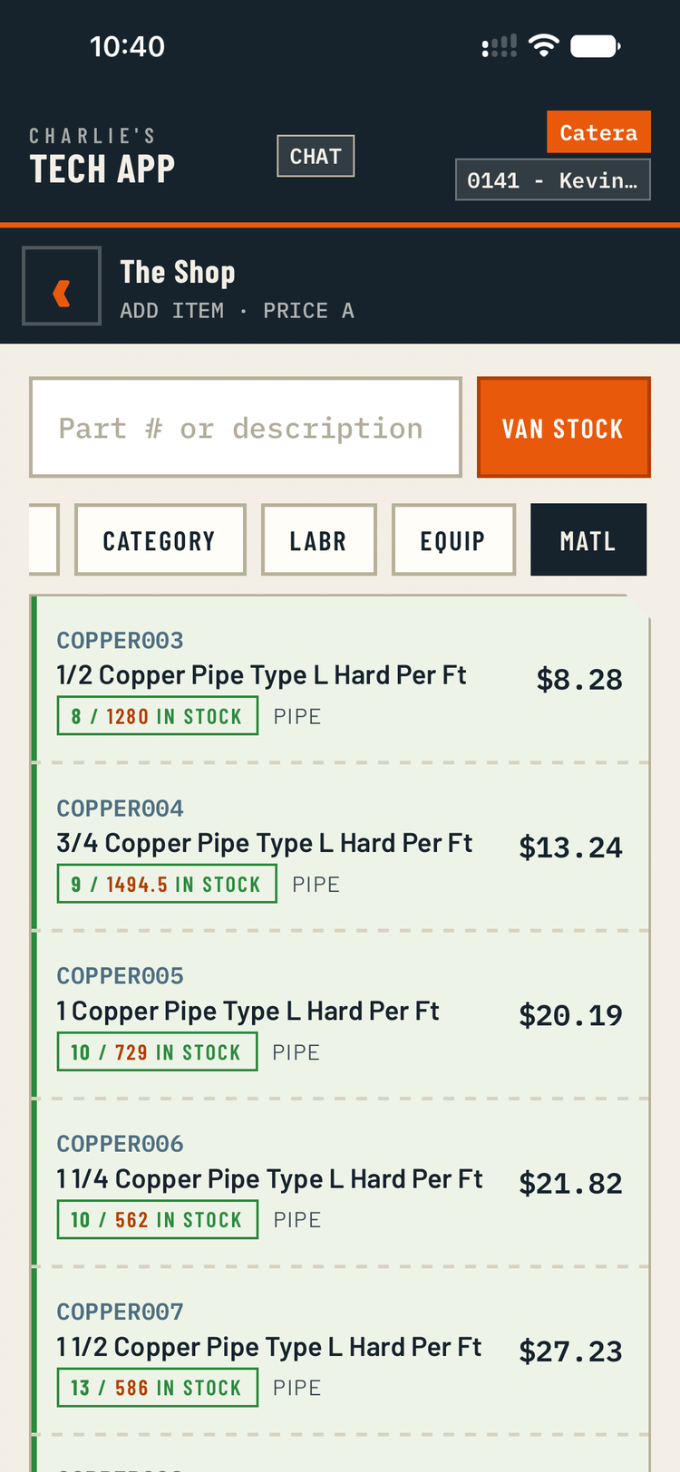 Truck stock browsed by category.