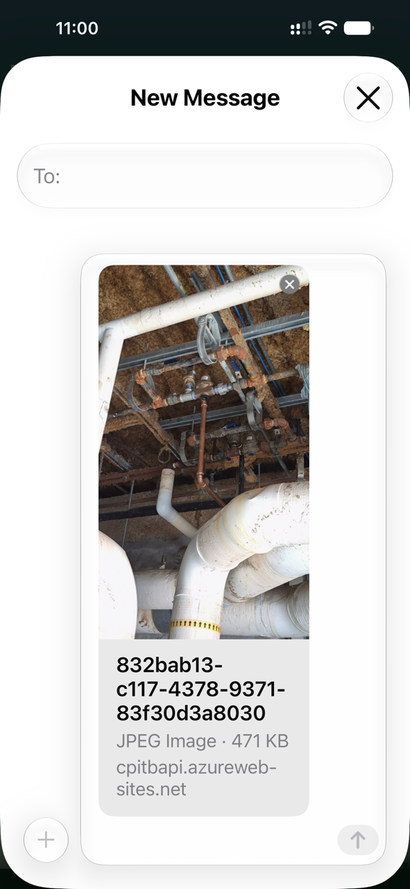 Sharing a site photo out through the phone's share sheet.