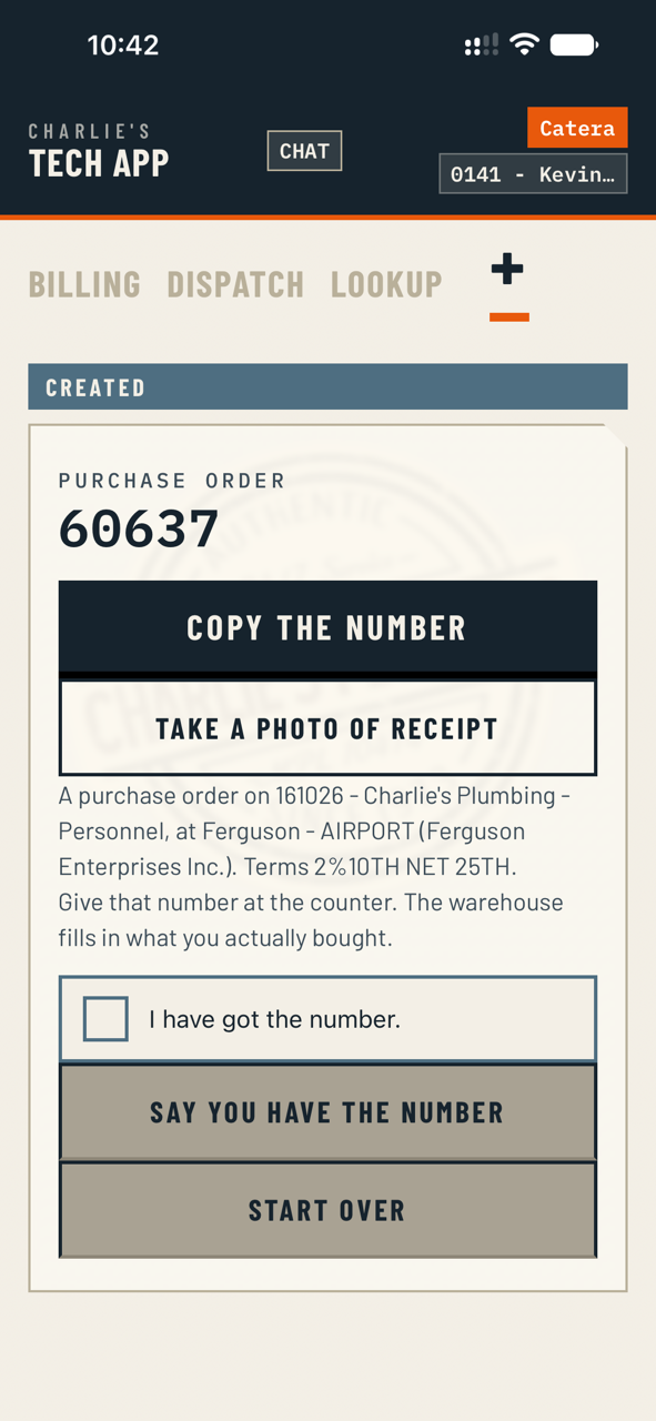 The new purchase order number returned by ESC.